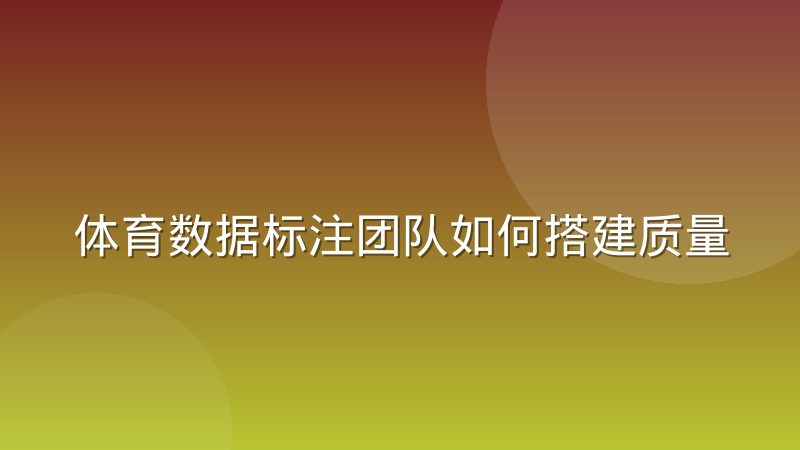 体育数据标注团队如何搭建质量控制体系与人员培训机制